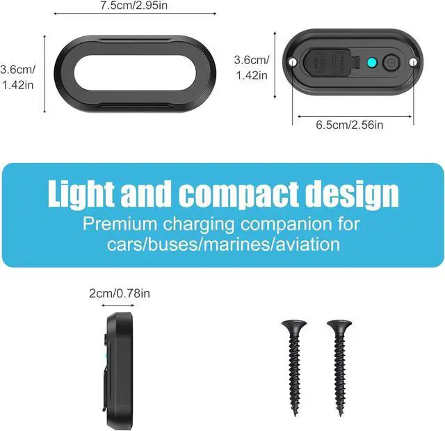 Alt view image 5 of 7 - 12V USB Outlet RV 3 Ports Dual PD 30W and Quick Charge QC3.0 Car Socket Charger with Blue Indicator Light and Switch Car USB Panel Wall Surface Mount Charging Accessories for Marine Bus Boat ATV