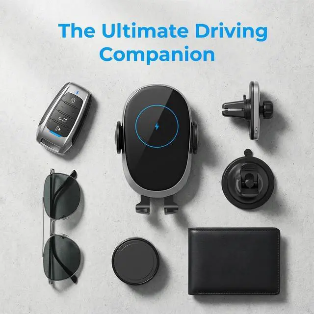 Alt view image 7 of 7 - Auto Clamping Phone Mount | Intelligent Qi Wireless Charging Cradle for CarPlay & Android | Ultra Stable Heavy Duty Dash & Windshield Clip for Pixel & Cell Phones