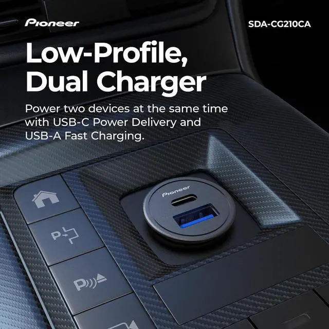 Alt view image 2 of 6 - Pioneer 20W USB-C Car Charger Dual Port Fast Car Charger with USB-C Power Delivery & 18W USB-A 2-Port Cigarette Lighter Adapter for iPhone Android