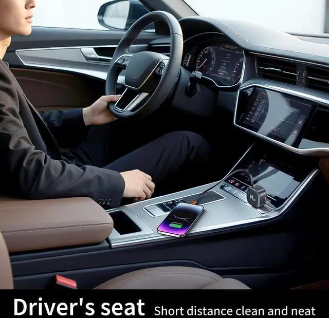 Alt view image 2 of 7 - Retractable Car Charger 99W USB C Car Charger Adapter 3-in-1 Multi Port Fast Charging Car Accessories Compatible with iPhone 17/16/15 Series
