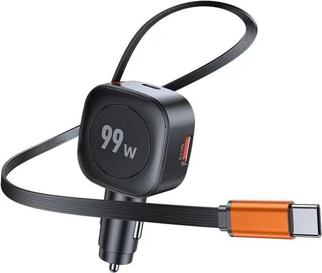 Main image of Retractable Car Charger 99W USB C Car Charger Adapter 3-in-1 Multi Port Fast Charging Car Accessories Compatible with iPhone 17/16/15 Series