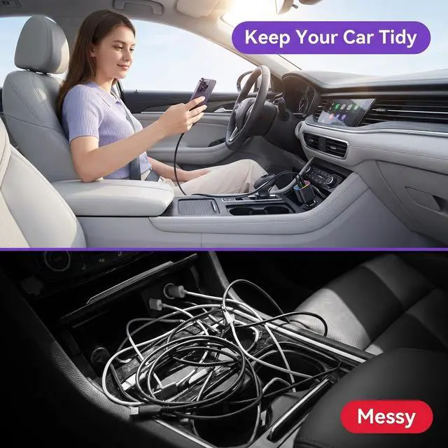 Alt view image 7 of 7 - 5 in 1 Retractable Car Charger with Starlight 120W Starlight in Car Roof Retractable Car Phone Charger Adapter Fast Charging USB C Cable Compatible with iPhone 17 16 15 14 13 12 11