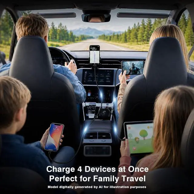 Alt view image 6 of 7 - Retractable Car Charger USB C Fast Charging 120W Car Accessories Cigarette Lighter Adapter Car iPhone17 16 15 14 13 Galaxy S26 Pixel Charger Travel Essentials Gift for Travelers Men Women