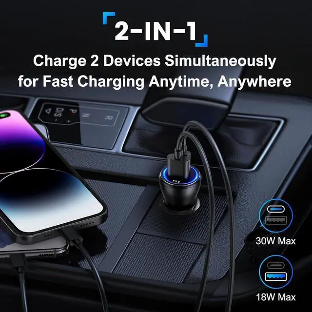 Alt view image 2 of 7 - Car Charger USB Car Phone Charger Dual Ports Car Adapter for iPhone 17 16 15 Pro Max/14/13/iPad S26/S25 Android Cell Phone