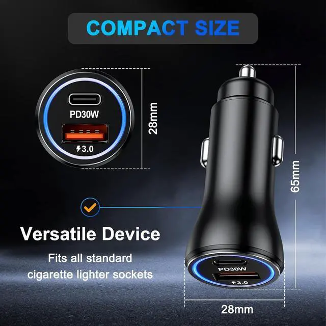 Alt view image 7 of 7 - Car Charger USB Car Phone Charger Dual Ports Car Adapter for iPhone 17 16 15 Pro Max/14/13/iPad S26/S25 Android Cell Phone