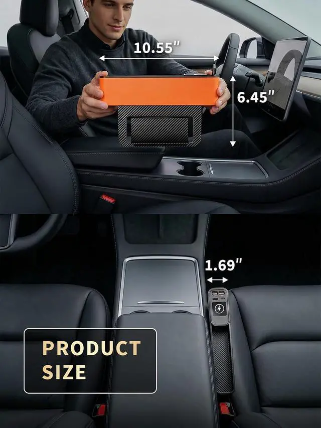 Alt view image 6 of 7 - 75W Retractable Car Charger with Car Seat Gap Filler 4 in1 Fast Charging Car Adapter Built-in 36W PD USB C Cable & Storage Organizer for Phone/Sunglasses/Cards No More Lost Items