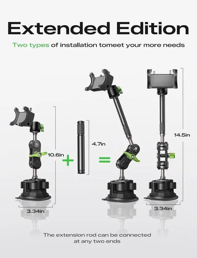 Alt view image 7 of 7 - Car Phone Holder Ultra-Durable Mteal Phone Holders for Your Car 360° Rotation Cell Phone Car Mount for Windshield Suction Cup Car Phone Mount for iPhone All Smartphone