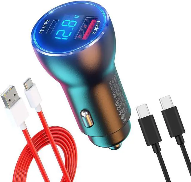 Main image of for One Plus Car Charger Super 100W 80W 65W Charge for OnePlus 15 15R 13 12 13R 12R 11 10 Pro 9 10T 8T 8 7T 7 Open Pad Nord CE 3 4 N20 N100 N300 25W PD Fast Charger for iPhone 2Pack Cable