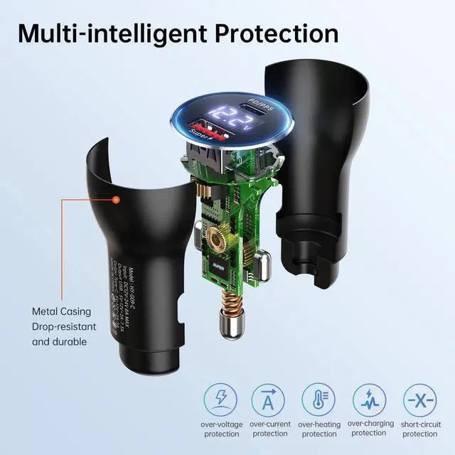 Alt view image 5 of 7 - for One Plus Car Charger Super 100W 80W 65W Charge for OnePlus 15 15R 13 12 13R 12R 11 10 Pro 9 10T 8T 8 7T 7 Open Pad Nord CE 3 4 N20 N100 N300 25W PD Fast Charger for iPhone 2Pack Cable