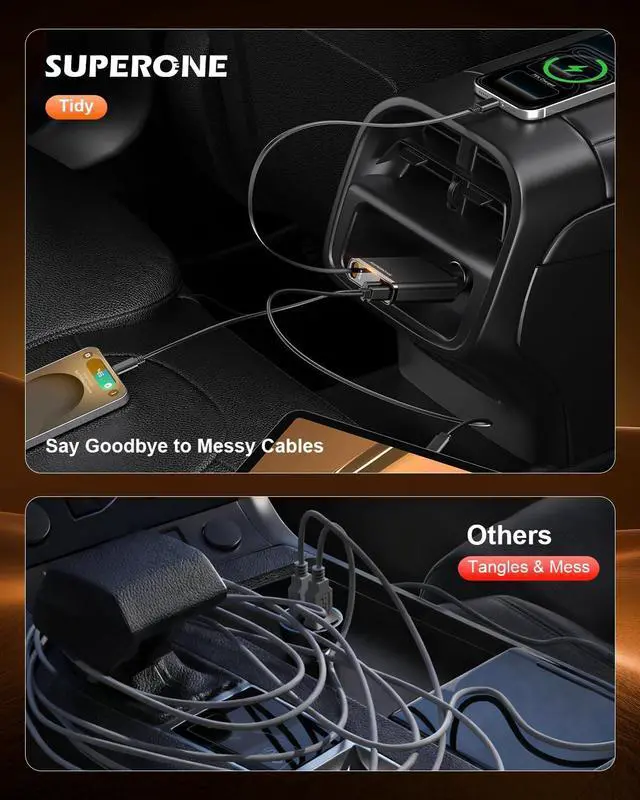 Alt view image 6 of 7 - Retractable Car Charge 63W Car Charger USB C Fast Charge Ultra-Compact | 70% Thinner Retractable Design 36W PD3.0 for iPhone 17 16 15 3-Port Charger Block 180° Adjustable Plug for Any Vehicle