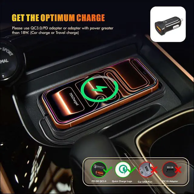 Alt view image 5 of 7 - Wireless Car Charger Pad for iPhone17/16/15/14/13/12 Non Slip Fast Wireless Charging Pad for Car Dashboard Console Portable USB A Wireless Phone Charger for Vehicle Travel Office