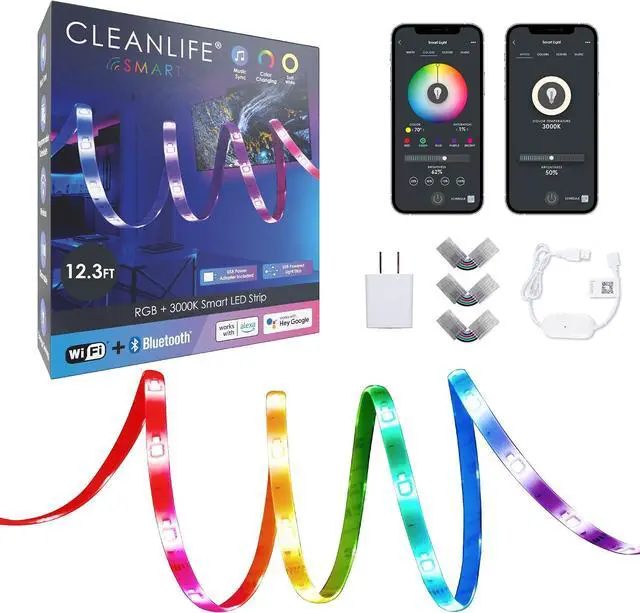 Main image of Smart LED Strip Lights - App Controlled USB Tape Light with WiFi Light Control - RGB+3000K Tunable 5VDC USB Smart Light 12.3 ft