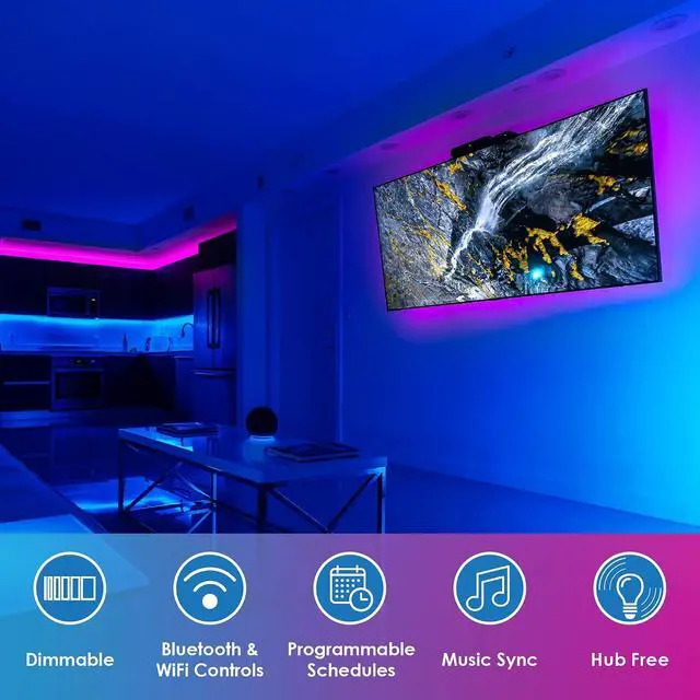 Alt view image 4 of 7 - Smart LED Strip Lights - App Controlled USB Tape Light with WiFi Light Control - RGB+3000K Tunable 5VDC USB Smart Light 12.3 ft