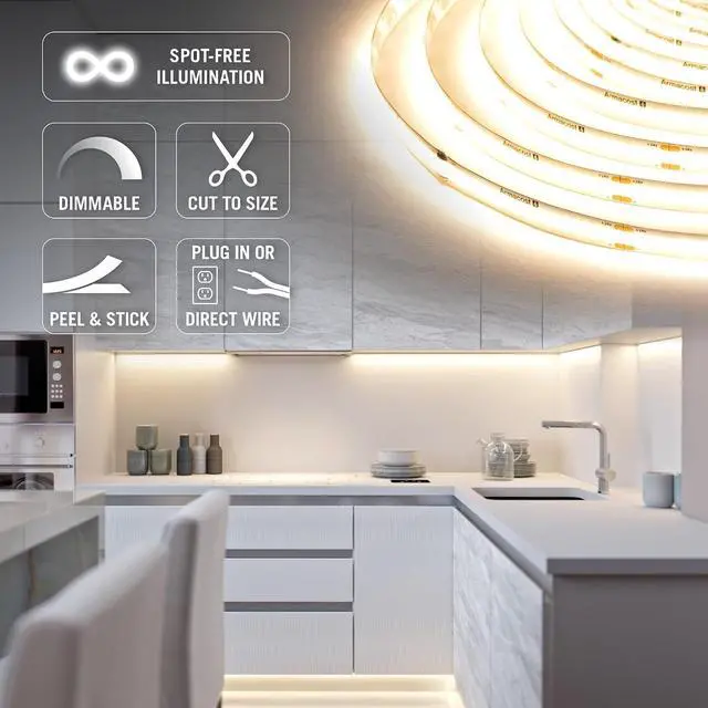 Alt view image 4 of 7 - RibbonFlex LUX AC Dimmable White COB LED Strip Light Kit Soft White 3000K 421570