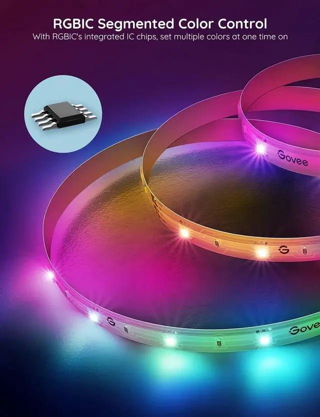 Alt view image 7 of 7 - RGBIC Alexa LED Strip Light 32.8ft Smart WiFi LED Lights Work with Alexa and Google Assistant Segmented DIY Music Sync Color Changing LED Strip Lights for Room Kitchen Desk Holiday
