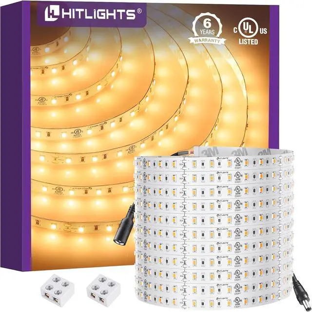 Main image of 24V LED Strip Lights Warm White 2700K 26.2ft Cuttable Tape Backed 3oz PCB UL Listed 1325 Lumen/m CRI>95 IP20 Lighting for Bedroom Kitchen Under Cabinets (Power Source Not Included)