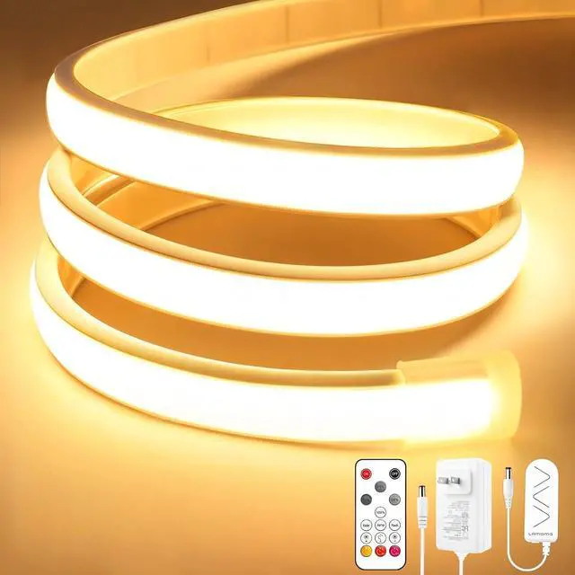 Main image of COB LED Strip Lights 9.84Ft Warm White Dimmable Self-Adhesive Led Rope Light with Remote Waterproof Cuttable 24V Flexible Neon Under Cabinet Tape Lighting for Bedroom Kitchen TV 10 mm Width