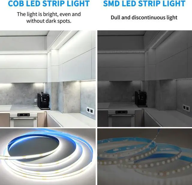 Alt view image 2 of 7 - COB LED Strip Lights 100ft 6000K DC 24V Dimmable White Flexible LED Rope Lights for Bedroom with Remote and app Control LED Lights Strip for Living Room Shelf Cabinet(2 Rolls of 50ft)