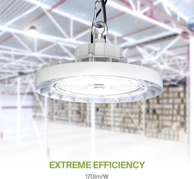 Alt view image 5 of 7 - 150W LED High Bay UFO Lighting Commercial Shop Ceiling Light ?3CCT Dimmable IP69K Waterproof ?23600LM 3000-5000K 120-277V DLC Premium & UL Listed ?for Warehouse Garage Workshop ?White