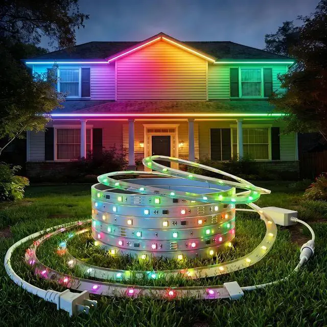 Alt view image 5 of 7 - RGB LED Strip Lights Outdoor 65.6ft Smart LED Outdoor Lights with Alexa Google Assistant App Control Music Sync Timer IP67 Waterproof Light Strip for Balcony Roof Garden Pool Decor