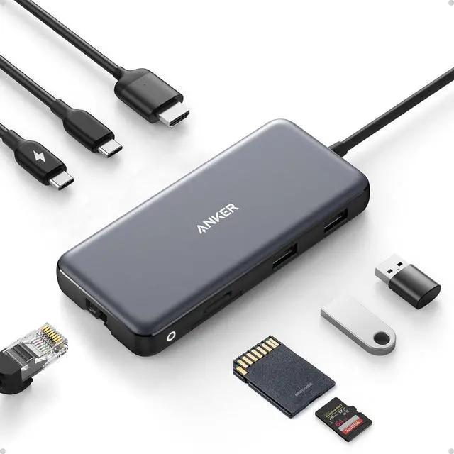 Main image of USB C Hub with Ethernet 8-in-1 Multiport Ethernet Adapter with 4K 60Hz HDMI Port 85W Power Delivery 10Gbps USB C and 2 A Data Ports microSD SD Card Reader for MacBook Pro/XPS/iPad and More