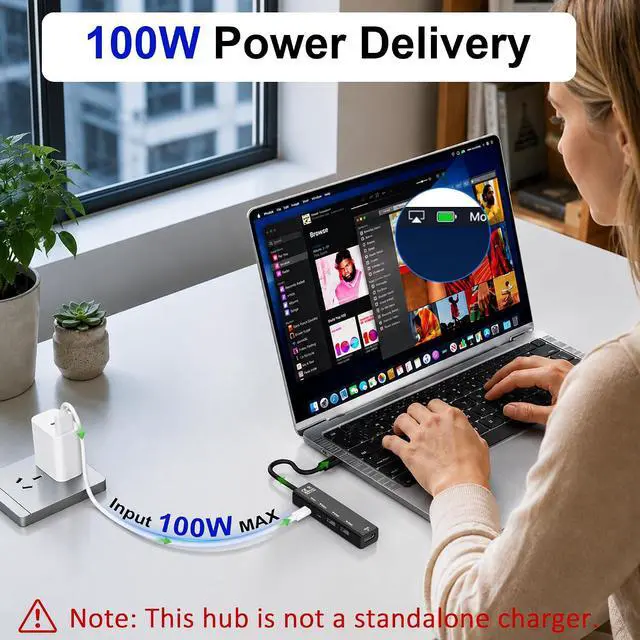 Alt view image 4 of 7 - USB C Hub 5 in 1 USBC to HDMI Adapter with 4K@60Hz 100W Power Delivery USB-C 5Gbps 2 × USB-A 3.0 5Gbps USBC Splitter Docking Station for MacBook iPad Pro iPhone 17/16 Windows