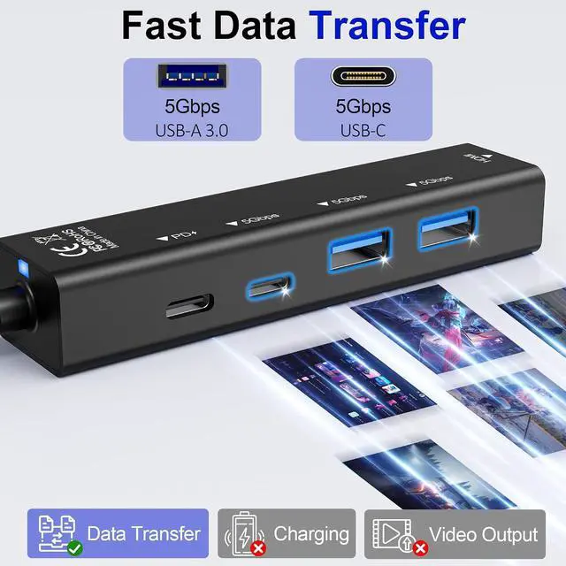 Alt view image 5 of 7 - USB C Hub 5 in 1 USBC to HDMI Adapter with 4K@60Hz 100W Power Delivery USB-C 5Gbps 2 × USB-A 3.0 5Gbps USBC Splitter Docking Station for MacBook iPad Pro iPhone 17/16 Windows
