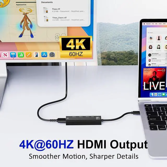 Alt view image 3 of 7 - USB C Hub 5 in 1 USBC to HDMI Adapter with 4K@60Hz 100W Power Delivery USB-C 5Gbps 2 × USB-A 3.0 5Gbps USBC Splitter Docking Station for MacBook iPad Pro iPhone 17/16 Windows