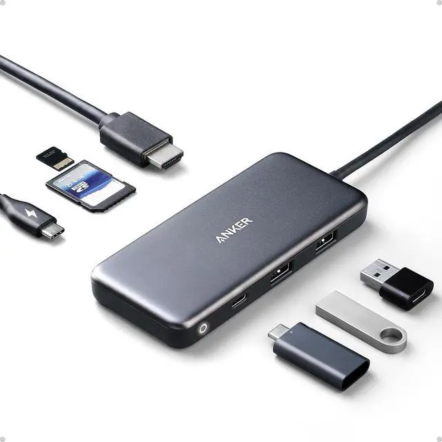 Main image of USB C Hub 7in1 Multi-Port USBC Hub with 4K HDMI 85W PD USB-C and 2 USB-A 5Gbps Data Ports microSD and SD Card Reader for MacBook Air MacBook Pro XPS and More (Charger not Included)