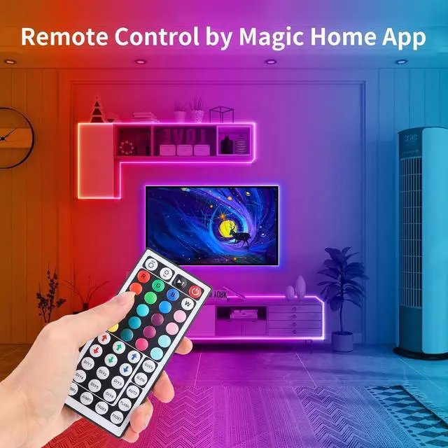 Alt view image 5 of 7 - LED Strip Lights 16.4FT SMD 5050 Waterproof 300LEDs RGB Flexible LED Light Strip Rope + 44Key IR Remote Controller for Bedroom TV Backlight Christmas Valentines(Not Include Power Adapter)