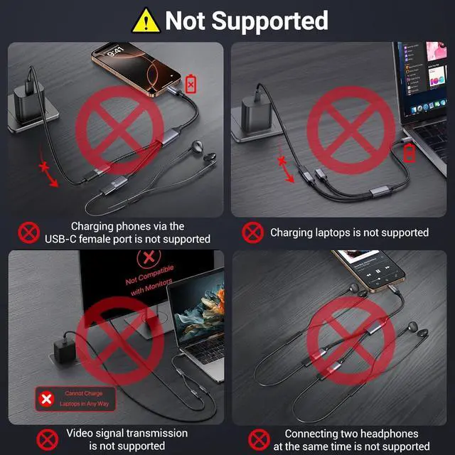 Alt view image 2 of 7 - USB C Splitter 1 in 2 Out Charging Type C Splitter 1 in 2 Out USBC Power Cable USB C Y Splitter Data Transfer Cable Compatible with Laptop Mac Flash Drive Keyboard Mouse