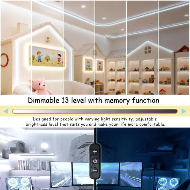 Alt view image 3 of 7 - Led Strip Lights for Bedroom Dimmable 20 FT 360 Leds Rope Light Flexible Super Bright White Tape Lights for Ceiling Room Home Decor Luces Leds for DIY Living Room Kitchen Vanity Mirror Study Room