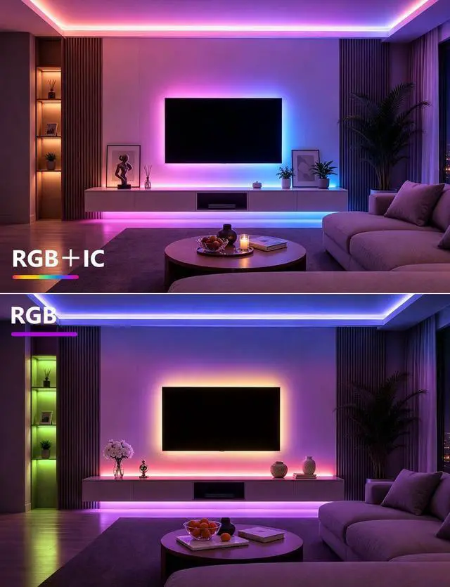 Alt view image 4 of 7 - 100FT Strip Lights Smart IC RGB LED Lights Multiple Colors on One Line App+Remote Control Timing Multimodal Music Sync Color Changing Lights for Bedroom Party Home Decor (2 x 50ft)