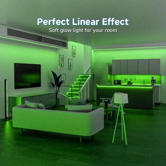 Alt view image 6 of 6 - 6.56FT/2M 5V USB LED Light Strip Green Flexible High Density COB Strips 640LEDs 8mm LED Tape for Under Cabinet Bedroom No Controller and Power