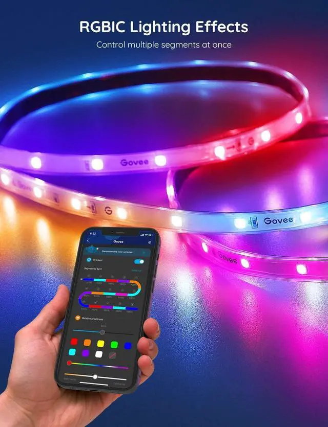 Alt view image 3 of 7 - Outdoor LED Strip Lights 65.6ft Smart Led Strip Lights Work with Alexa and Google Assistant App Control IP65 Waterproof RGBIC Outdoor Lights for Patio Eave Patio Decorations