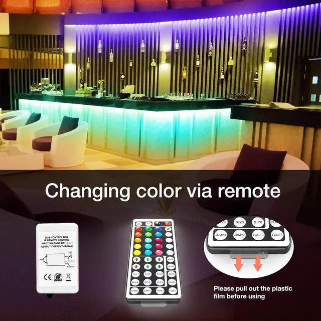 Alt view image 3 of 7 - Led Lights for Bedroom 100 ft Led Strip Lights with Remote 44 Keys 24 V Power Supply Color Changing Led Light for Room Decor