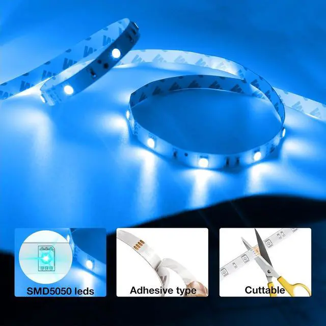 Alt view image 5 of 7 - Led Lights for Bedroom 100 ft Led Strip Lights with Remote 44 Keys 24 V Power Supply Color Changing Led Light for Room Decor