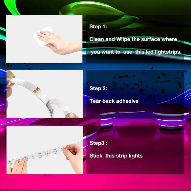 Alt view image 7 of 7 - Led Lights for Bedroom 100 ft Led Strip Lights with Remote 44 Keys 24 V Power Supply Color Changing Led Light for Room Decor