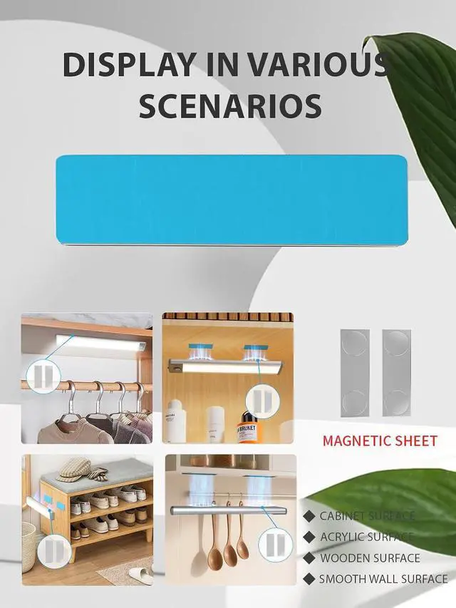 Alt view image 4 of 6 - Luimos Magnetic Adhesive Strip for Under Cabinet Lights 12PCS Iron Sheets + 4PCS Magnet Strips No Tools 1-Min Installation Universal for All Magnetic Cabinet Lights