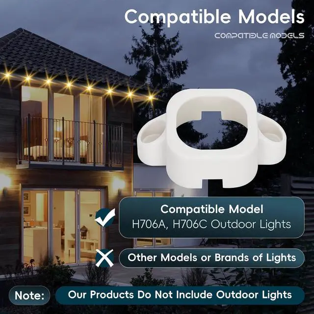 Alt view image 3 of 7 - Mounting 120Pcs Brackets Compatible with Govee Pro H706 H706 H806 Outdoor Lights Track Mount Kit for Govee Pro (White)