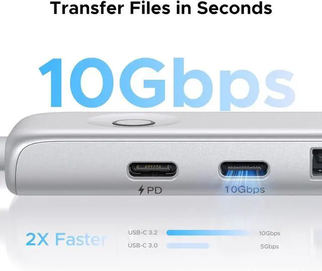 Alt view image 6 of 7 - USB C Hub 5-in-1 Revodok Slim Portable USB-C Adapter with 100W PD Charging 4K@60Hz HDMI 10Gbps USB 3.2 Data Ports Lock-Screen Button & Cable Clip for MacBook Air/Pro iPad Laptops