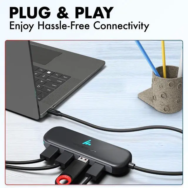 Alt view image 6 of 7 - Type C to 4 Port USB 3.2 Hub 4XUSB 5 Gbps Data Transfer Upto 5Gbps Plug & Play Multiport Type C Hub with 30cm Cable Compatible with MacBook Tablet Smartphones and Type C Enabled Devices