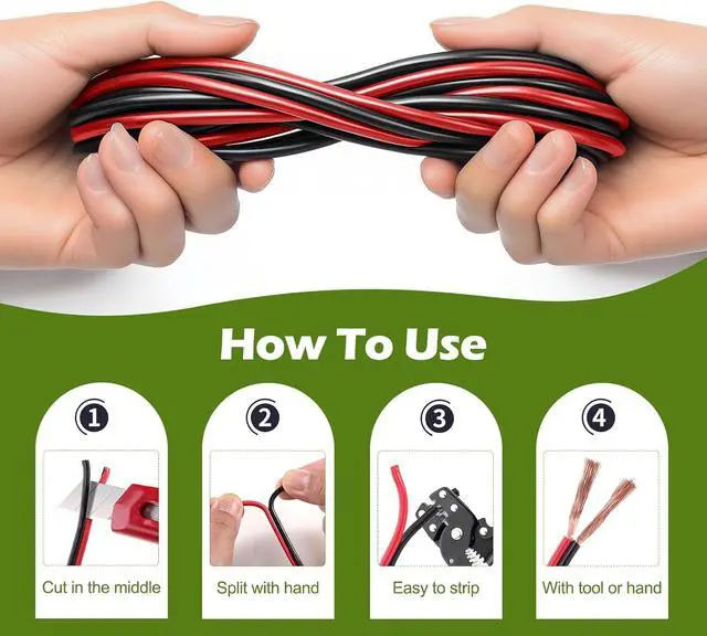 Alt view image 3 of 7 - TYUMEN 18 Gauge Wire 100FT 18/2 AWG Red Black Hookup Electrical Wire LED Strips Extension Cord 12V/24V DC Cable 18AWG 2 Conductors Flexible Wire for LED Ribbon Lamp Tape Lighting