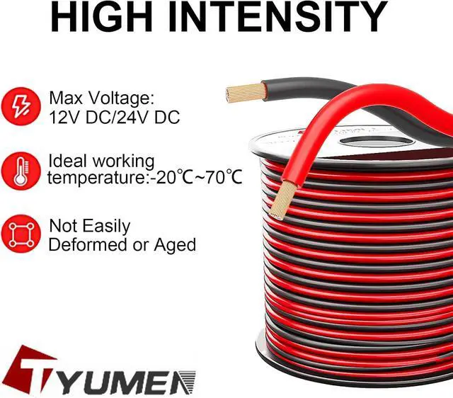 Alt view image 6 of 7 - TYUMEN 18 Gauge Wire 100FT 18/2 AWG Red Black Hookup Electrical Wire LED Strips Extension Cord 12V/24V DC Cable 18AWG 2 Conductors Flexible Wire for LED Ribbon Lamp Tape Lighting