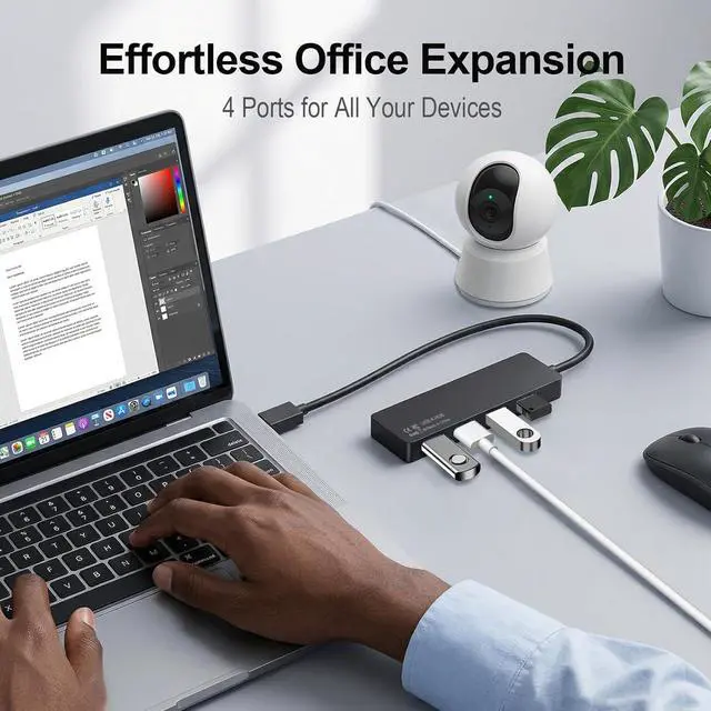 Alt view image 4 of 7 - USB 3.0 Hub 4-Port Multiple USB A Splitter Plug and Play USB Extender Hub for Laptop/PC/Desktop Mouse Keyboard Flash Drive U Disk Printer Xbox HDD and More 0.8FT (Not a Charger)