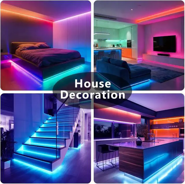 Alt view image 7 of 7 - LED Strip Lights 150 ft Smart LED Lights for Bedroom Bluetooth Led Light Strips with Remote App Control DIY Colors RGB Color Changing LED Strip Lighting Music Sync Party Room Decor