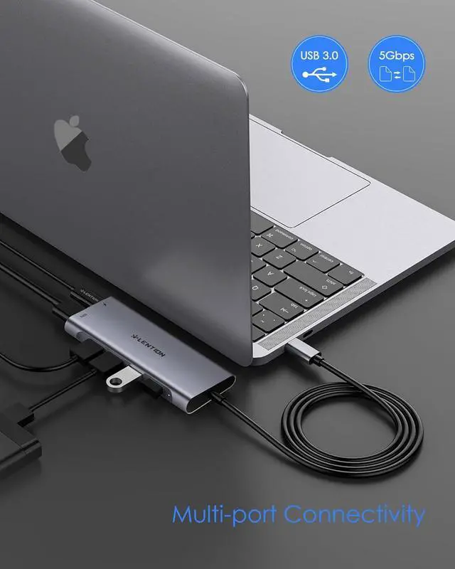 Alt view image 6 of 7 - 3.3FT Long Cable USB C Hub with 4K HDMI 100W PD Charging 4 USB 3.0 Port & LED Indicator for MacBook Pro/Air XPS HP Chromebook More Stable Driver Adapter (C35-1M Space Gray)