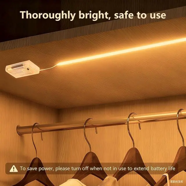 Alt view image 3 of 7 - Battery Powered COB LED Strip Lights 3.28ft Warm White LED Light Strip for Dorm Room Under Bed Shelves TV Backlight Closet Small Cuttable Tape Lights Small Battery Operated LED Lights for TV
