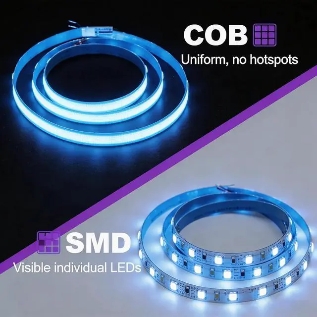 Alt view image 5 of 7 - RGB+IC COB LED Strip 16.4ft WS2811 24V Addressable Color Changing Multicolor RGB LED Tape Lights Kit for Bedroom Gaming Room Party Lights