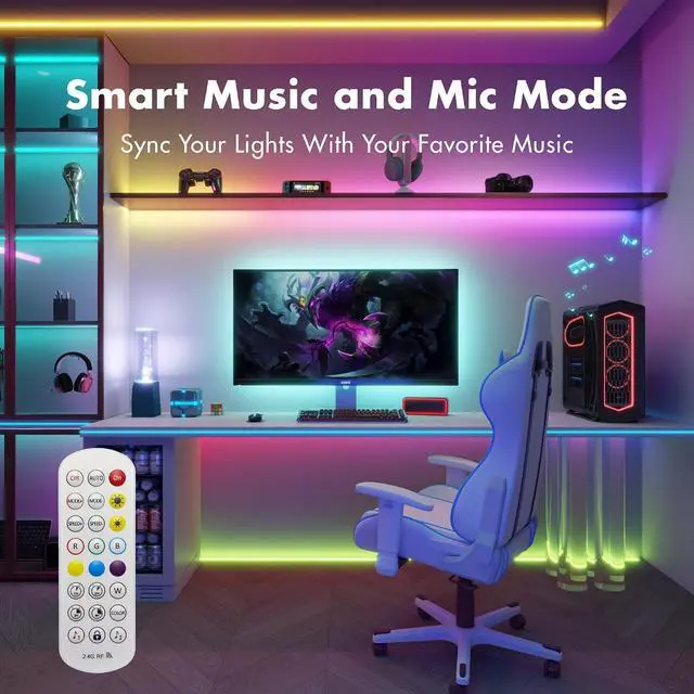 Alt view image 4 of 7 - LED Strip Lights 50FT Smart IC RGB Segmented DIY Color Changing Rainbow Chasing Effects WiFi App/Voice Control Music Sync Works with Alexa & Google Assistant LED Lights for Bedroom Decor